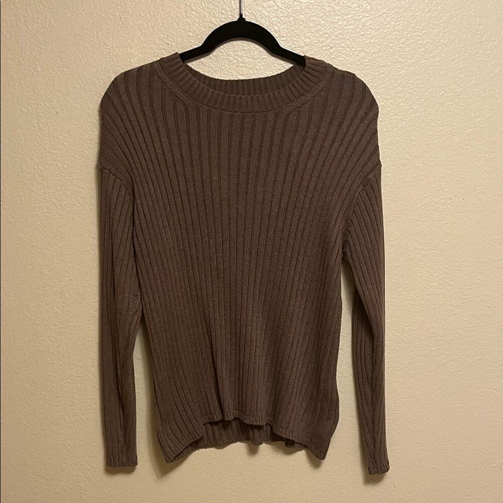 Brown Ribbed Women's Sweater